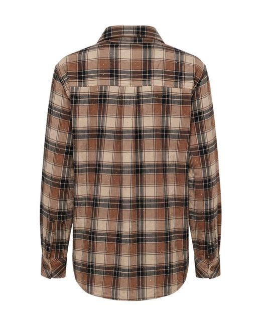P.A.R.O.S.H. Brown P.A.R.O..H. Checked Curved Hem Shirt