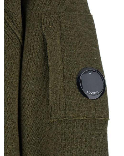C P Company Green Zip-Pocket Turtleneck Knitwear for men