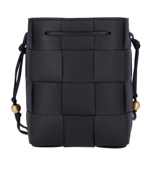 Bottega Veneta Black Cassette Logo Knitted Shoulder Bag