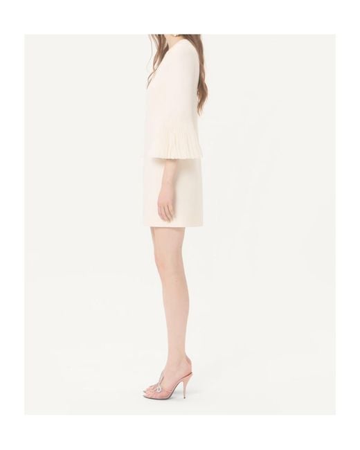 Valentino Natural Embroidered Crepe Couture Short Dress