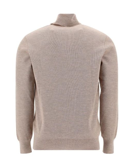 Maison Kitsuné Gray Roll-Neck Fine-Knit Jumper for men