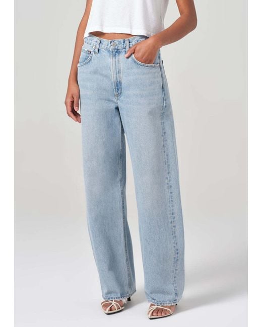 Agolde Blue Mid-Rise Tapered-Leg Jeans