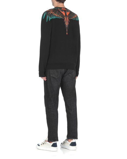 Marcelo Burlon Black County Of Milan Wings Printed Crewneck Sweatshirt for men