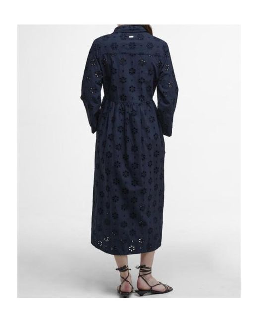 Barbour Blue Melissa Broderie Anglaise Midi Dress