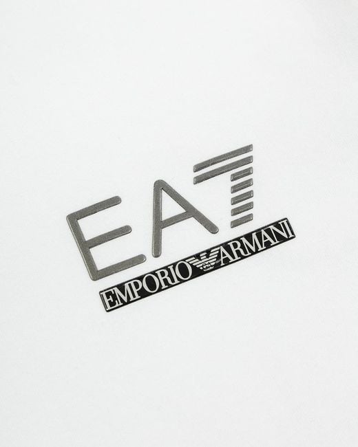 EA7 White Logo T-Shirt With Round Neck for men