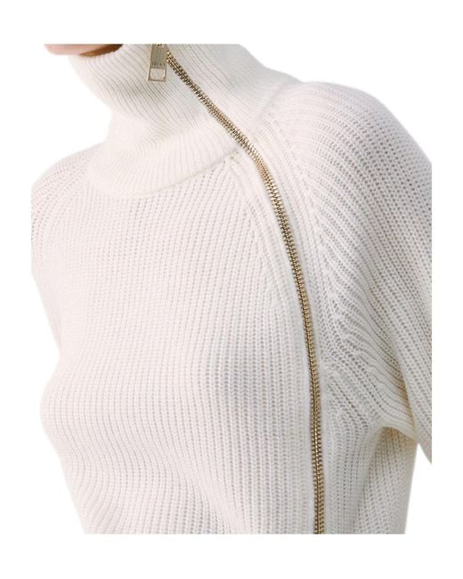 Liu Jo White Wool Blend Sweater With Zip