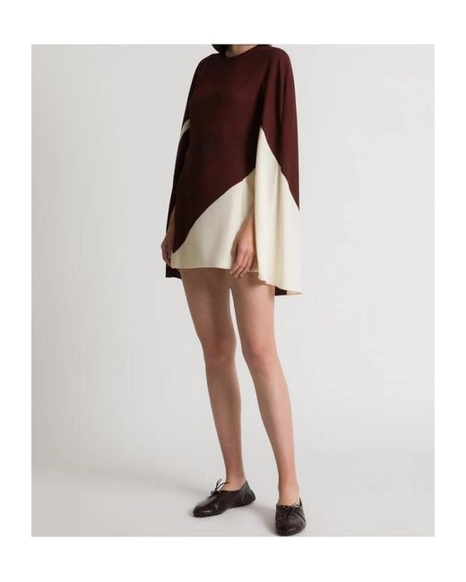 Alberta Ferretti Red Printed Cape Mini Dress