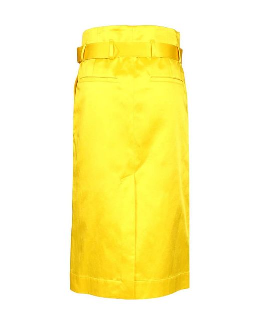 Dries Van Noten Yellow Seachy Belted Skirt