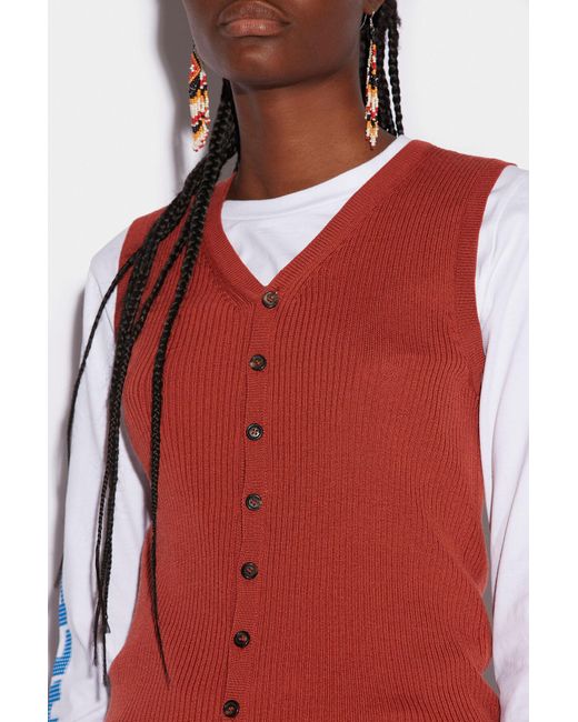 DSquared² Red V-Neck Cardigan