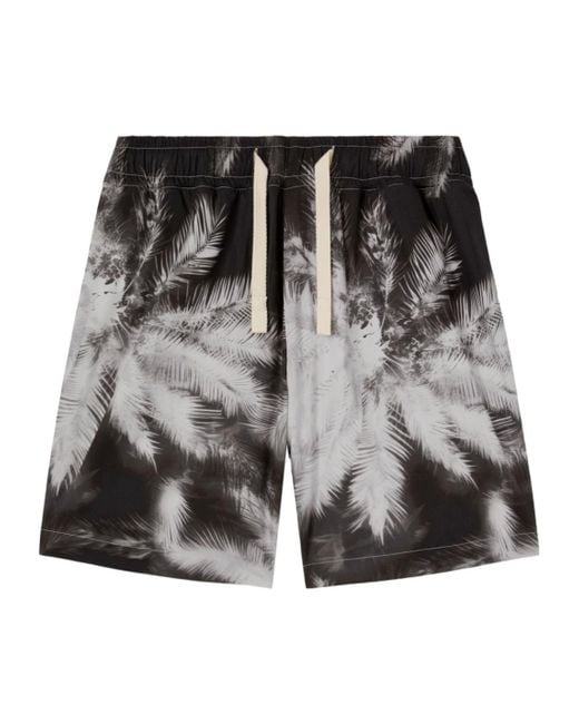 Palm Angels Gray Blueprint Palms Drawstring Track Shorts for men