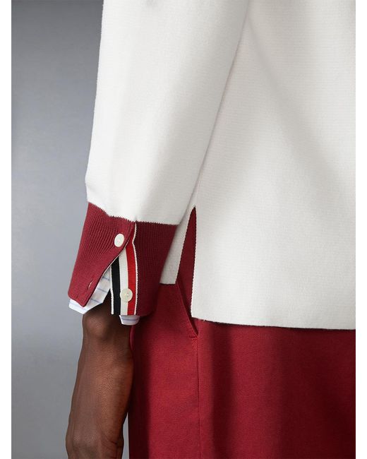 Thom Browne White 4-Bar Stripe Cotton Cardigan for men