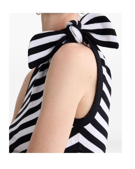 Patou Blue One-Shoulder Striped Mini Dress