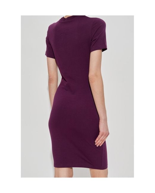 Versace Jeans Purple Couture Logo-Printed Crewneck Dress