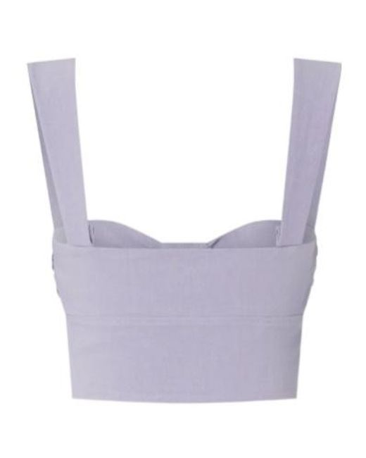 Pinko Purple Ruched-Detail Cropped Top