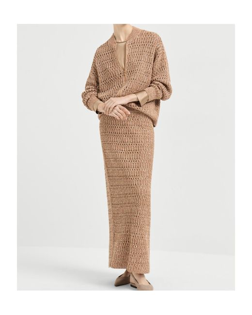 Brunello Cucinelli Natural Dazzling-Braids Maxi Skirt