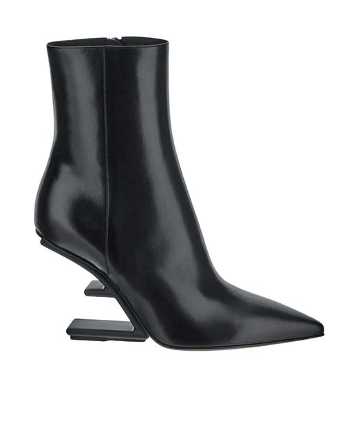 Fendi Black First F-Shaped Heel Ankle Boots