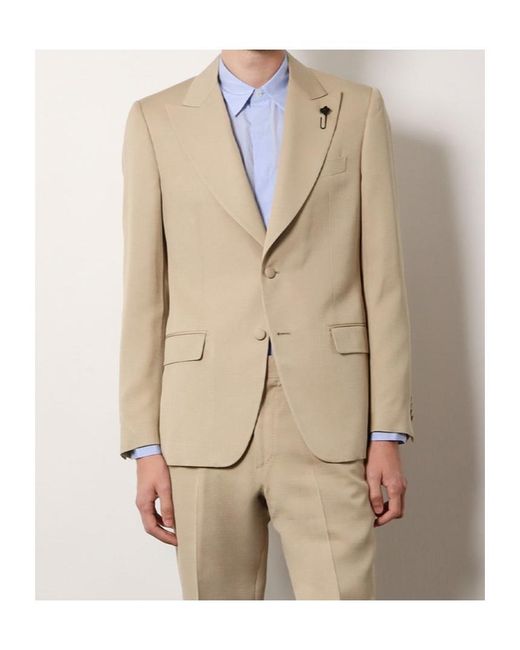 Lardini Natural Single-Breasted Peak-Lapel Blazer for men