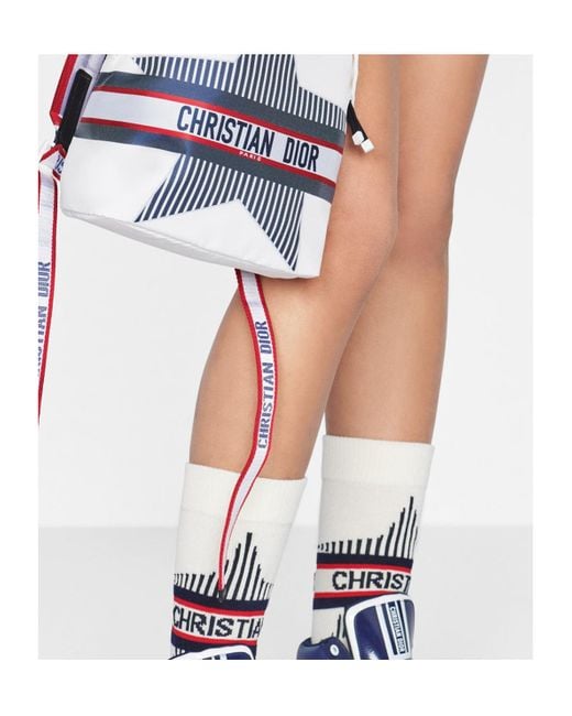 Dior White Rib Logo Socks