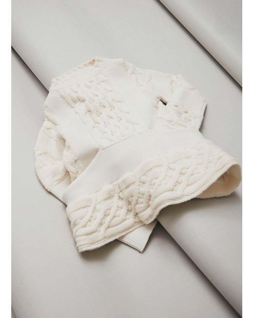 Sacai White Knitted Textured Wool Sweater