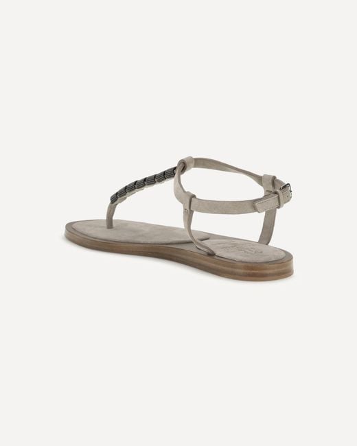 Brunello Cucinelli Brown Beaded-Strap Sandals
