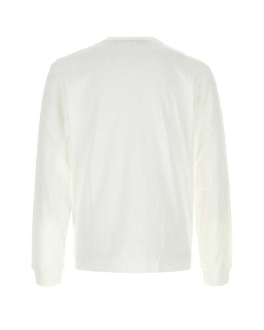 Valentino White Logo Embroidered Crewneck T-Shirt for men
