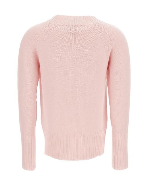 Drumohr Pink Raglan-Sleeve Ribbed-Hem Sweater