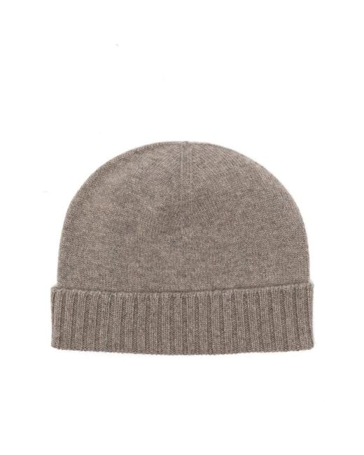 Malo Gray Ribbed-Trim Beanie Hat