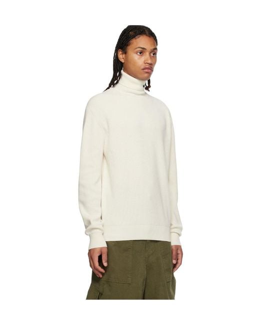 we11done White Intarsia-Knit Roll-Neck Jumper for men