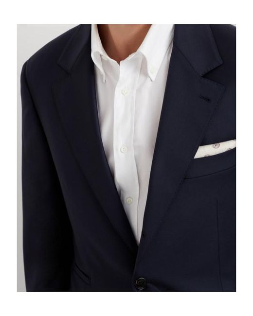 Brunello Cucinelli Blue Single-Breasted Virgin-Wool Blazer for men