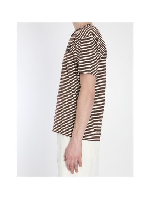 Valentino Gray Striped Crewneck T-Shirt for men