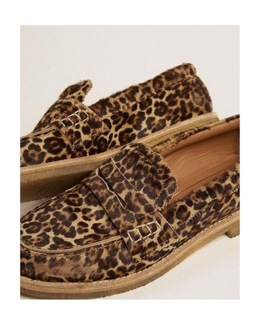 Golden Goose Deluxe Brand Brown Leopard-Printed Round-Toe Loafers