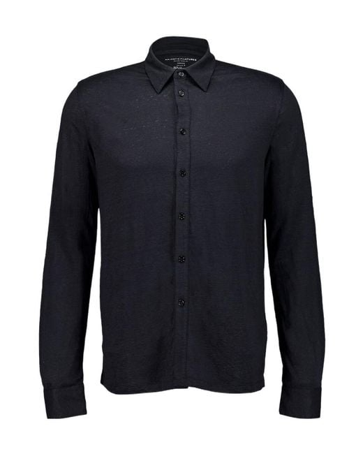 Majestic Filatures Blue Stretch-Linen Shirt for men