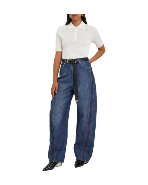 Givenchy Blue Panelled Barrel-Leg Jeans
