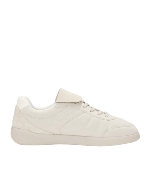 Boss White Oversized-Tongue Sneakers for men