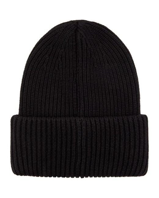 Moncler Black Logo Ribbed Wool And Cashmere-Blend Beanie for men