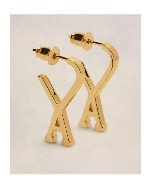 AMI White Ami De Coeur Small Hoop Earrings for men