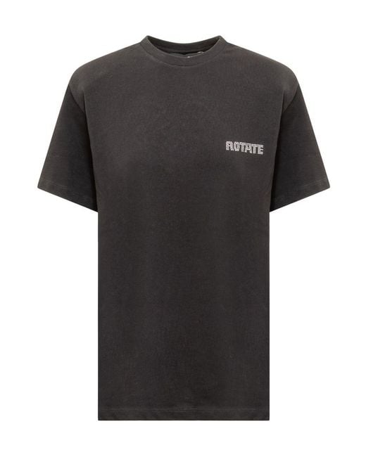ROTATE BIRGER CHRISTENSEN Black Logo-Print Organic Cotton T-Shirt
