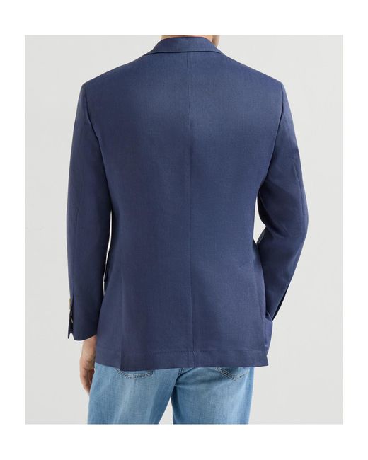 Brunello Cucinelli Blue Peak-Lapels Blazer for men