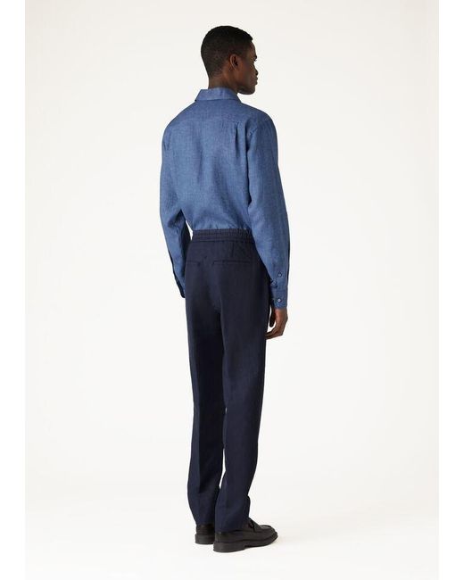 Loro Piana Blue Elastic Waist Casual Pants for men