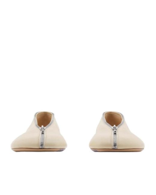 Burberry Natural Sadler Zip Round-Toe Ballerina Shoes