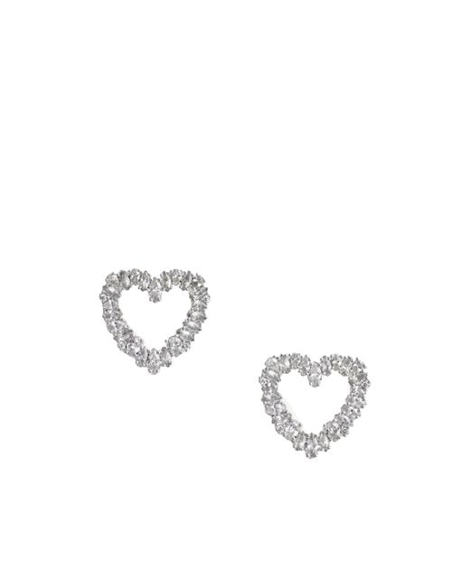 Self-Portrait White Mini Heart Embellished Earrings