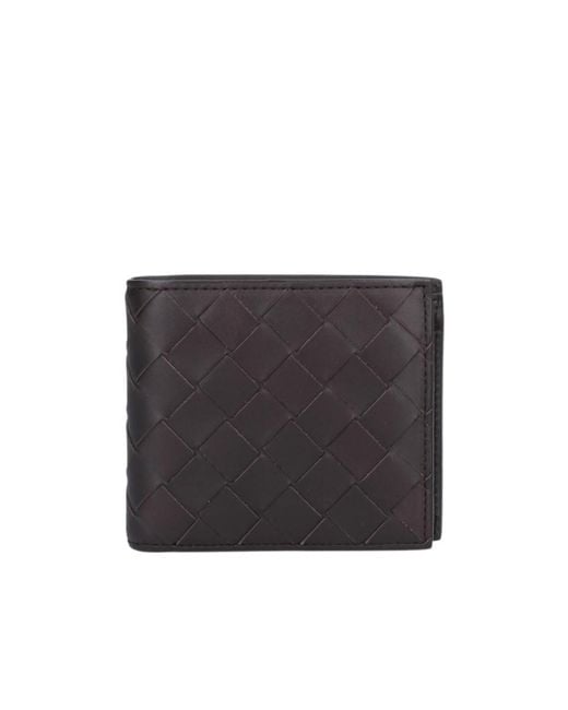 Bottega Veneta Black Intrecciato Bi-Fold Wallet With Coin Purse for men