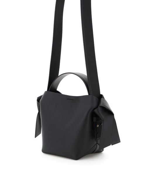 Acne Black Musubi Logo Embossed Mini Top Handle Bag