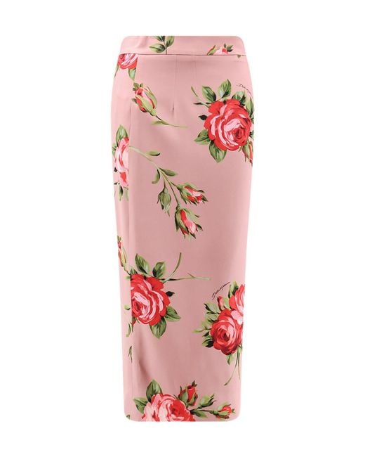 Dolce & Gabbana Pink Rose Bouquet Print Midi Dress