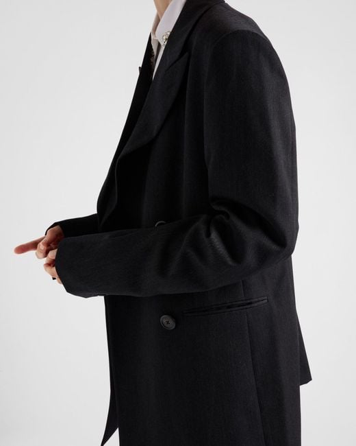 Prada Black Double-Breasted Gabardine Jacket