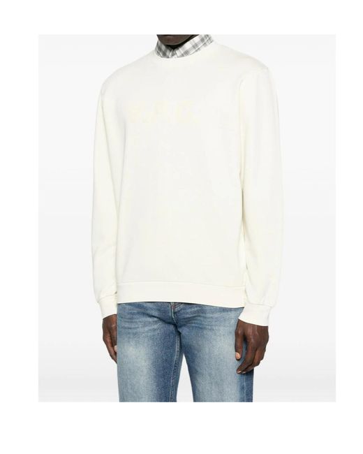 A.P.C. White Logo Crew-Neck Sweatshirt for men