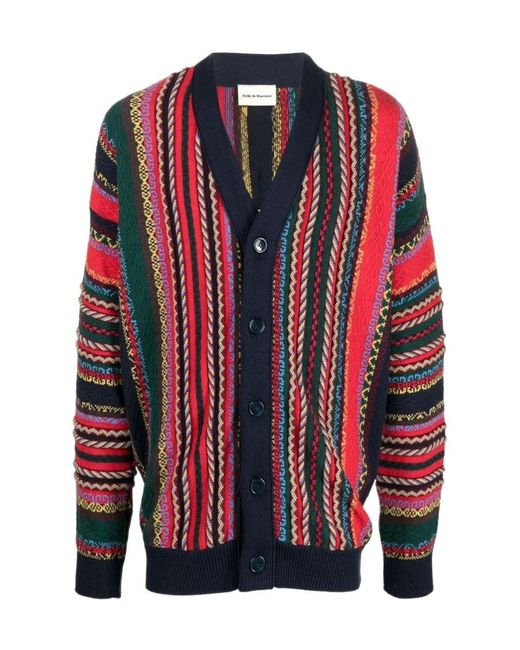 Drole de Monsieur Red Logo Knitted Cardigan for men
