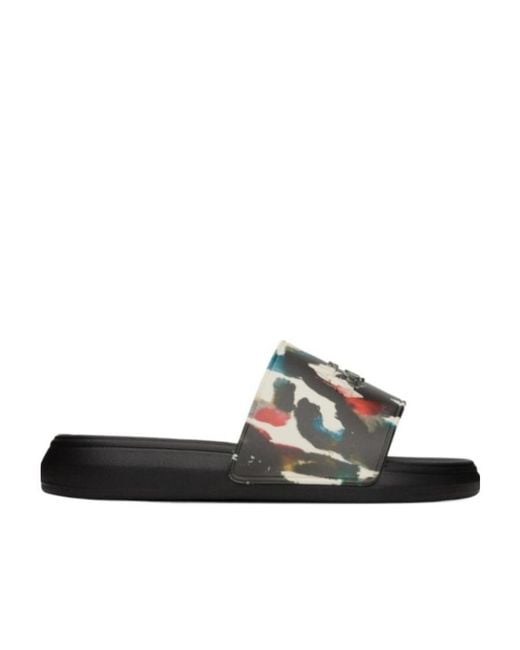 McQueen Multicolor Graphic Logo Print Pool Slides for men