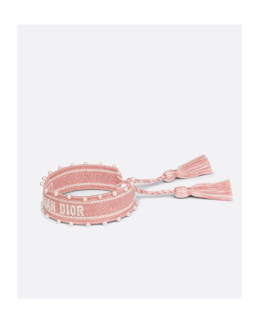 Dior Pink Embroidery And Resin Pearl Bracelet