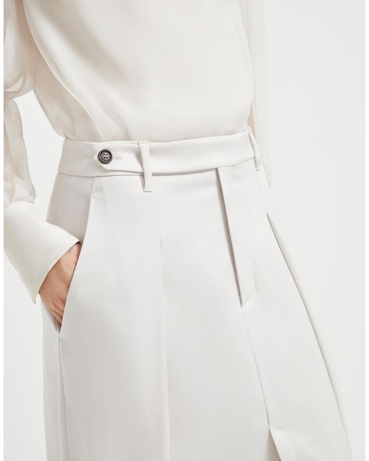 Brunello Cucinelli White Curved Sartorial Skirt